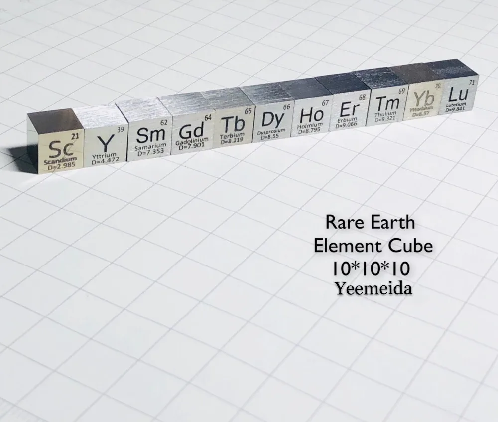 Редкий металлический куб 10 мм иттрий Samarium gadolium Terbium Dysprosium Holmium Erbium Ytterbium Thulium Lutetium Scandium