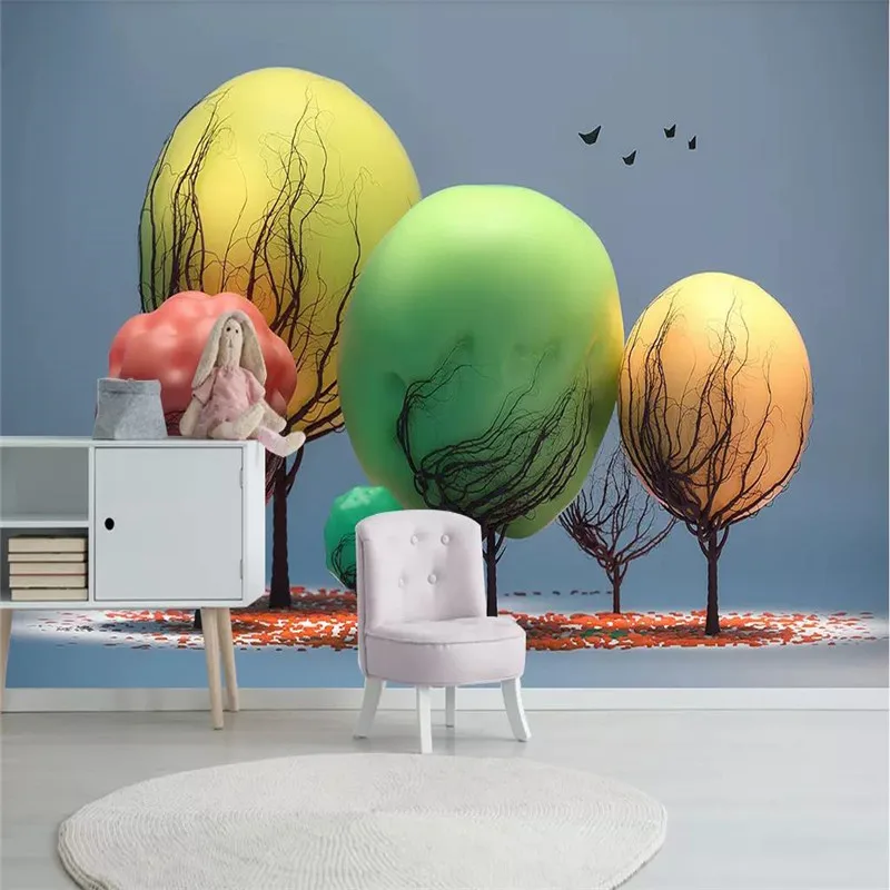 

Custom wallpaper Nordic minimalist hand-painted art cartoon children's room wall high-grade waterproof material