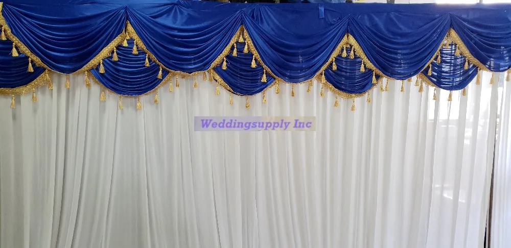 

20ft Curtain Swag And 10*20ft Backdrop For Wedding Banquet Grand Event Decoration Customized Ice Silk Fabric