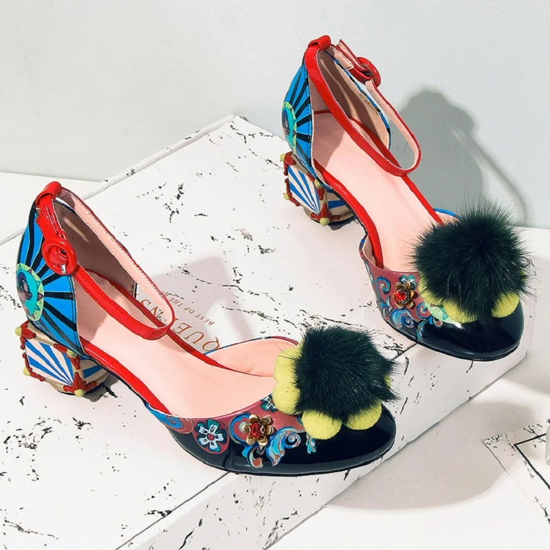 

Top New Fashion 2018 High-grade Luxury Colors Of Sandals Women Party Shoes Fashion Women Brand Shoes Flower Print Buckle With