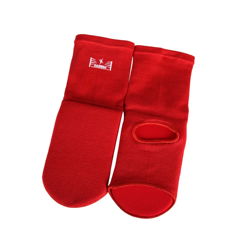ММА Каратэ, тхэквондо кик бокс защита щиколотки щиток ноги обувь поддержки носки для взрослых детей хлопковые футбольные опора для стоп - Цвет: Красный