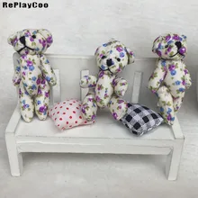 100PCS/LOT Mini Joint Ted Bear Plush Toy Stuffed Animal 6cm Teddy Bears Stuffed Plush Pendant Kids Toys Wedding Gifts HMR029