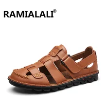 Ramialali/Новинка; модные летние сандалии; коллекция года; пляжная Мужская обувь для отдыха; кожаные сандалии высокого качества; пляжные открытые мужские сандалии