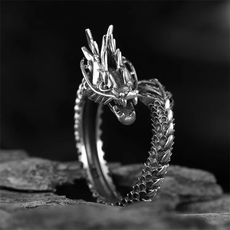 

Free Shipping New Design Retro Adjustable Silver Dragon Ring For Men Women Personality Fashion Finger Opening Rings Dropshipping
