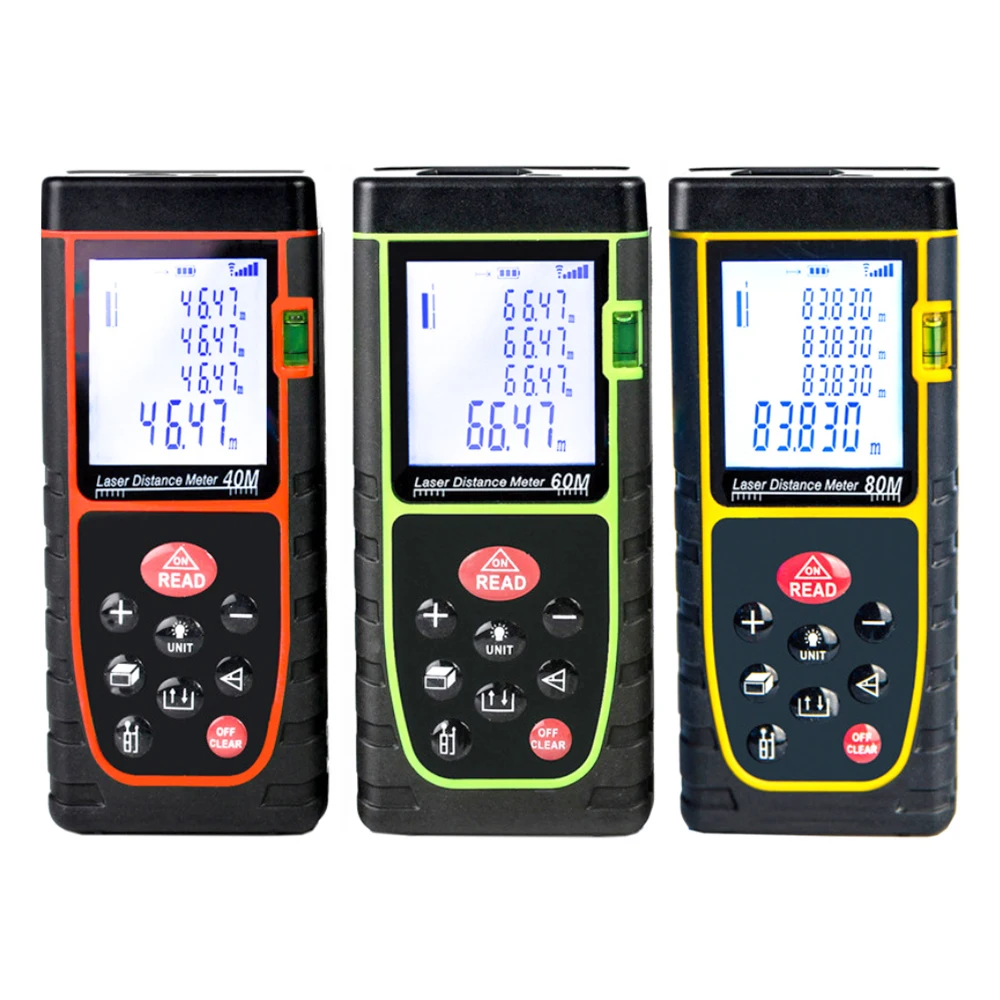 

Handheld 40M 60M 80M 100M Laser Distance Meter Laser Range Finder Roulette Lazer Tape Distance Meter Ruler Measuring Tester