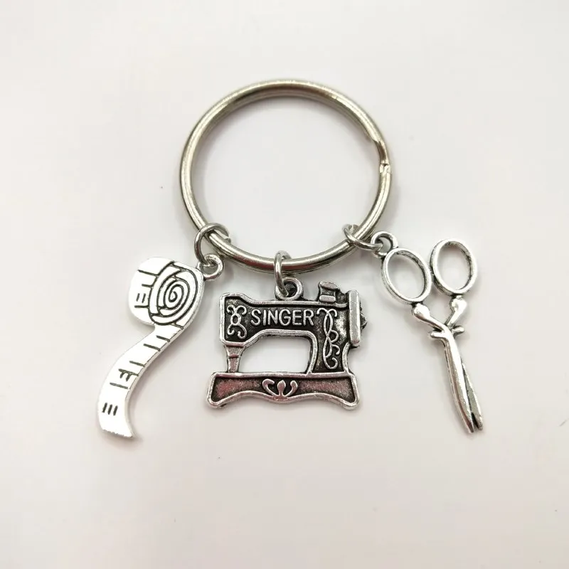 

Fashion Jewelry Sewing Machine Keychain, Seamstress Key Chain, Quilters Keychain Silver Dres S Elegant