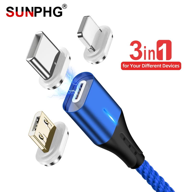 Магнитный зарядный usb-кабель 3 в 1 для iPhone 6, 7, 7s Plus, магнитное зарядное устройство Ksiomi Xiaomei Redmi 8 Se, 6A, 5 Plus, быстрая линия Super 3A