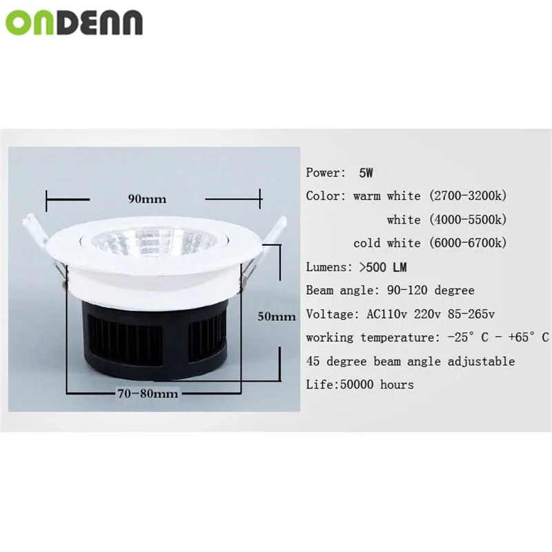 Anti-fog Dimmable Led Downlight COB Luce del Punto del Soffitto 5 W 10 W 20 W 30 W da incasso a soffitto luci Calde Freddo Illuminazione Interna Bianco