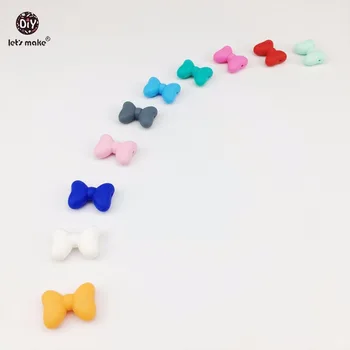 

Let's Make 200pcs Silicone Bow Tie Beads Colorful DIY Necklace Accessories Bracelte Made Food Grade Teething Baby Teether 28mm