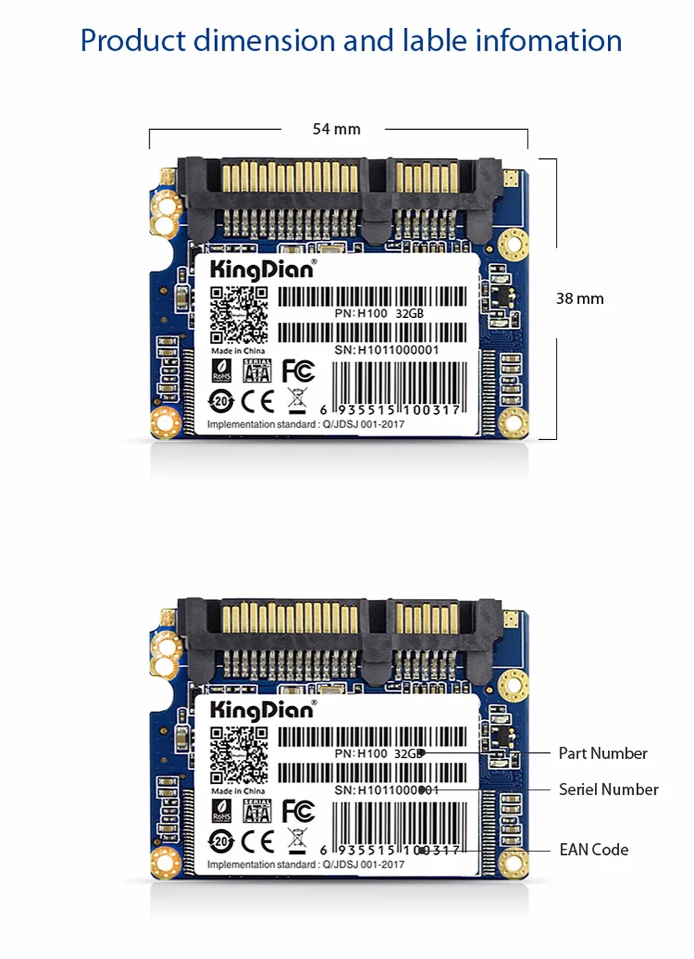 Серия H100) KingDian SATA SATA2 HFSL модель Half Slim 8GB 16GB 32GB SSD Внутренний твердотельный диск