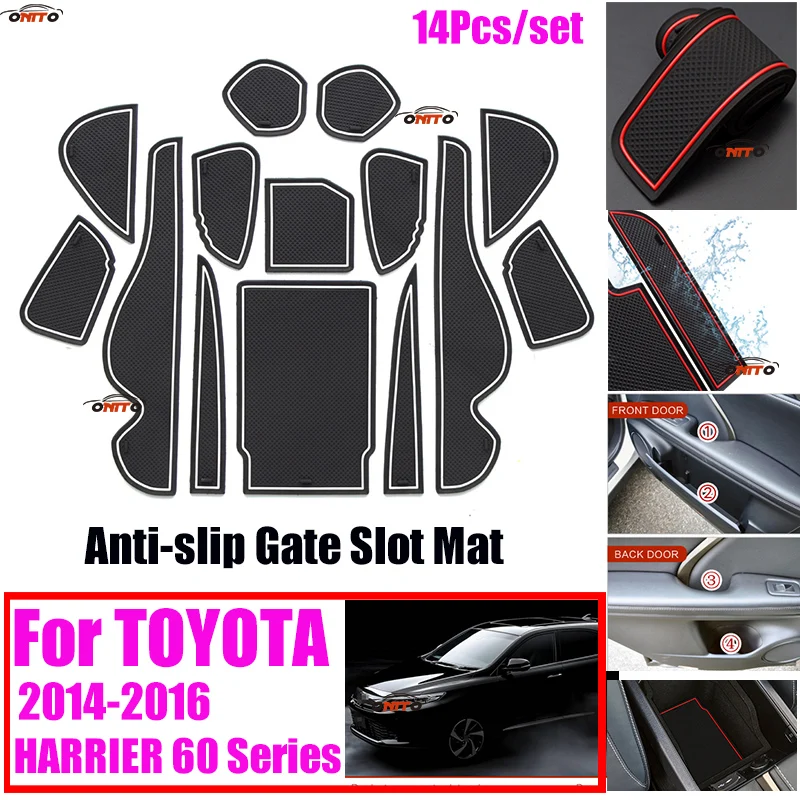 

14Pcs/set Non-slip Car Door Groove Mat Car Gate Slot Mat Covers Cup Mat Car Interior Decoration for TOYOTA HARRIER 60 series