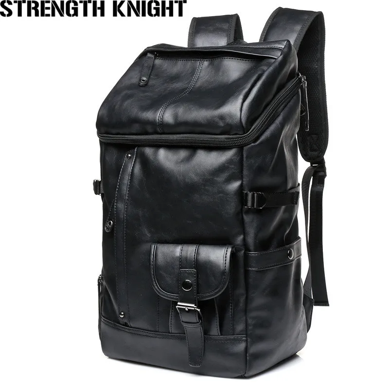 

New Hot Male Functional bags Fashion Men backpack PU Leather backpack big capacity Laptop Notebook Mochila for Men