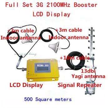 

LCD display Mini WCDMA UMTS 3G 2100MHZ Cell Phone Mobile Signal Repeater , 3G Booster Amplifier + 2 indoor Antennas + Cable Kits