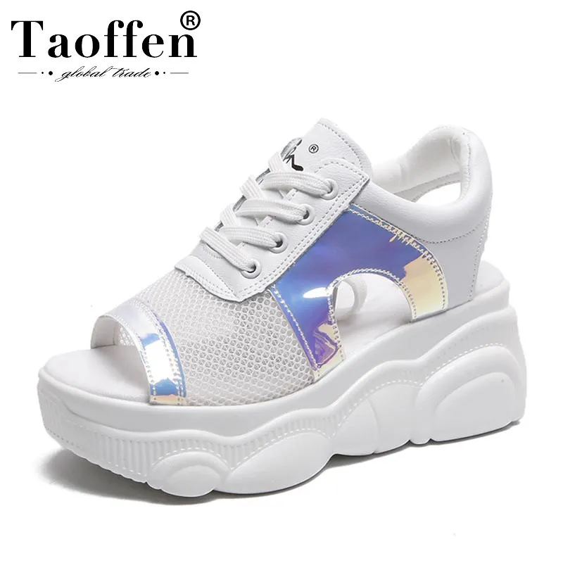 

TAOFFEN Women Super Hot Daily Walking Fashion Sandals Cross Strap Thick Bottom Sneakers Ladies Breathable Shoes Women Size 35-39