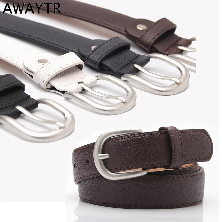

AWAYTR Fashion New Unisex PU Leather Pin Buckle Belt For Women Simple Wild Waistband for Jeans Decorative Belt Women Men