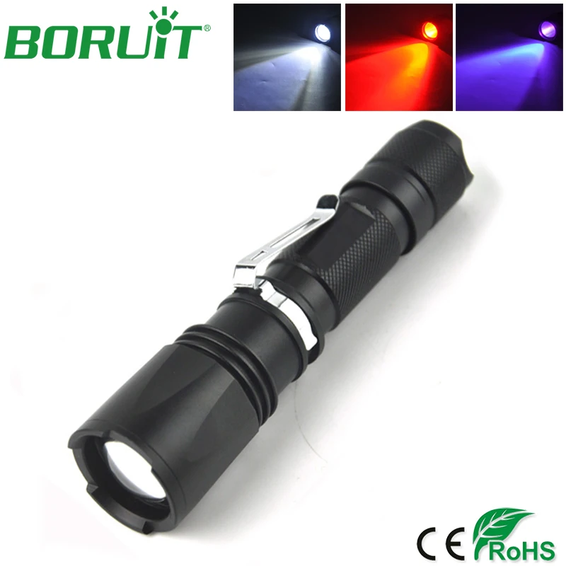

BORUiT Ultra Violet Flashlight UV 395nm Portable LED Zoomabel Flash Light Waterproof Tactical Torch Light for Camping Hunting