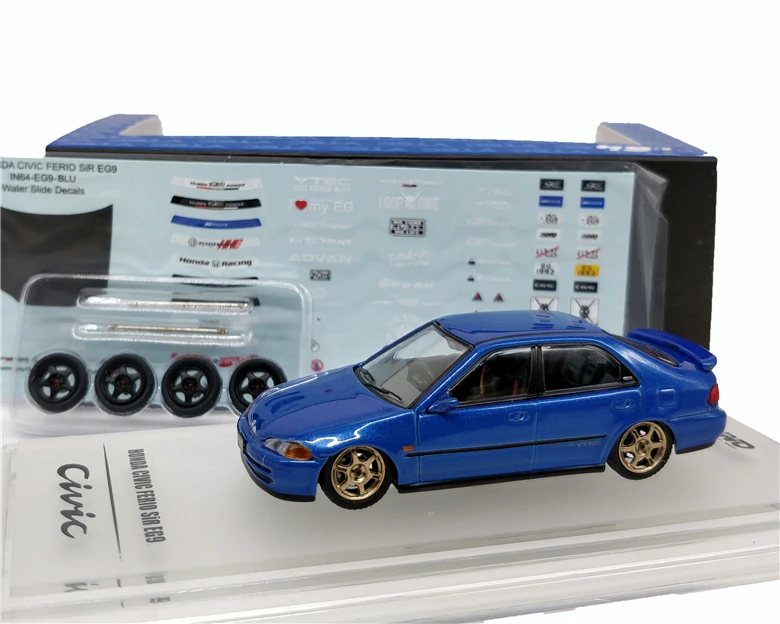 1: 64 INNO64 Honda Civic FERIO EG9 Синий литой модельный автомобиль