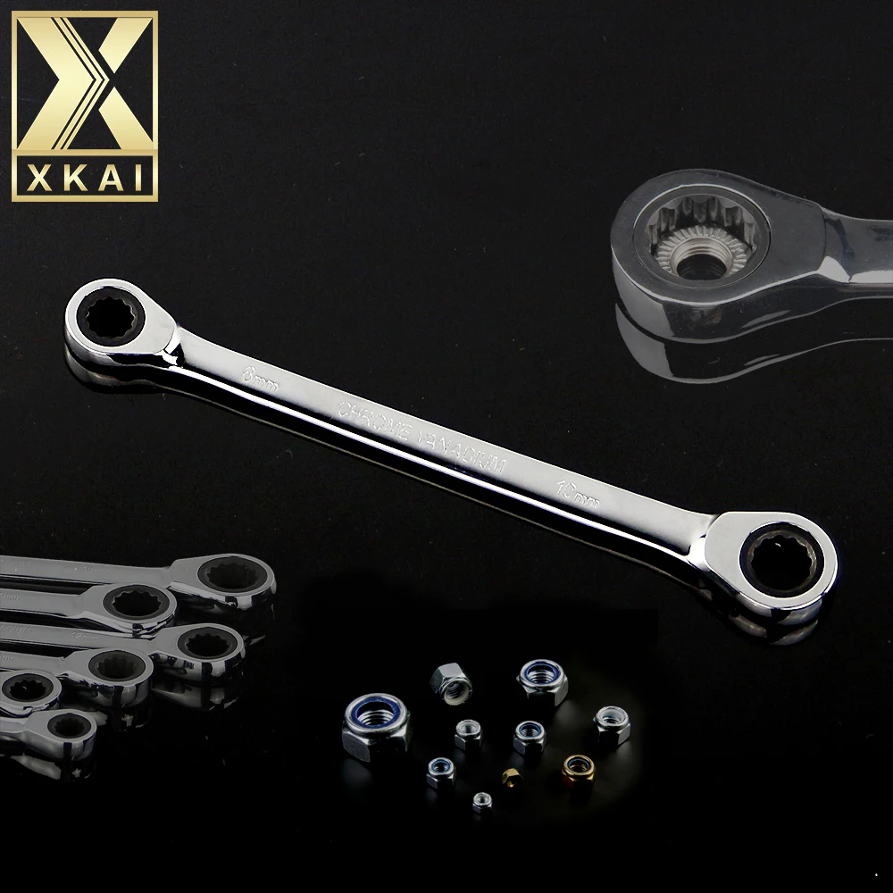 XKAI 8*10 мм двойной Трещоточный гаечный ключ набор ключей трещотка Скейт инструмент