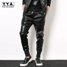 Новинка года зимнее, зауженное кожа брюки для девочек модные из искусственной кожи эластичный пояс дамские шаровары уличная повседневное карандаш