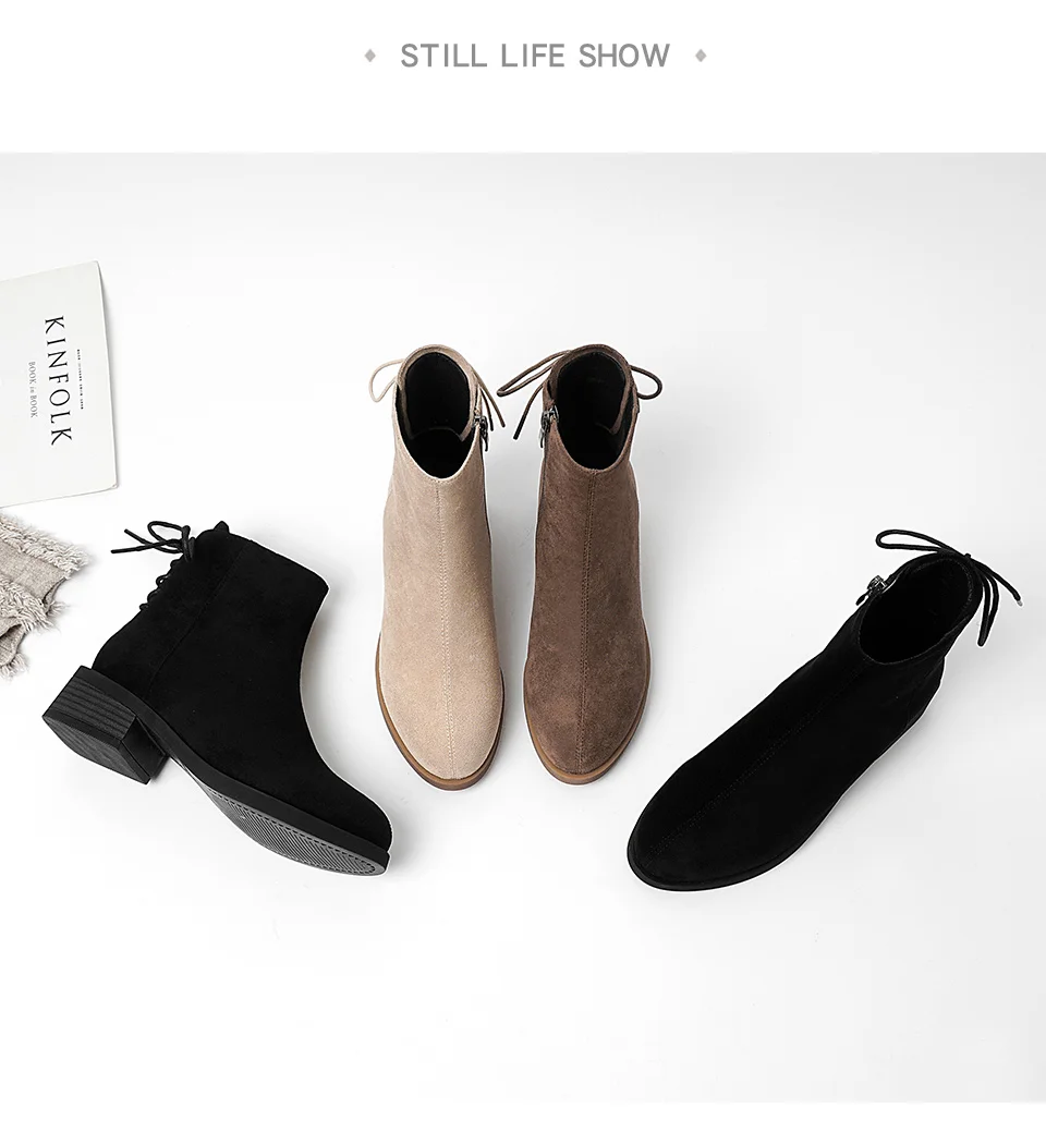 Женские зимние ботинки; коллекция года; черные женские ботильоны на толстом каблуке; женская обувь на шнуровке; Ботинки на каблуке