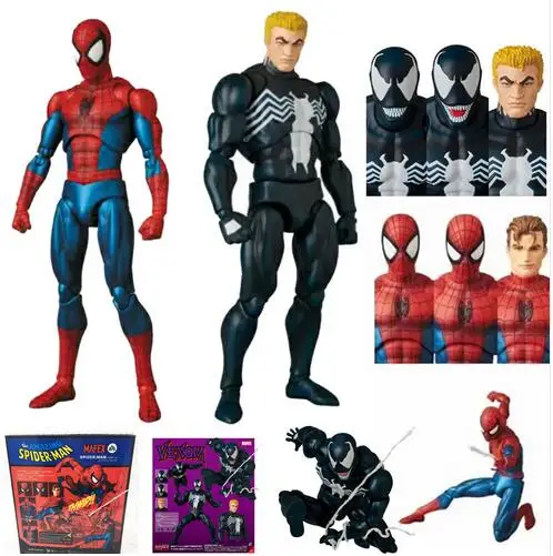 Новый Mafex 088 Spider-ManVenom 075 Spderman изменить голову фигурку модель игрушки подарок для