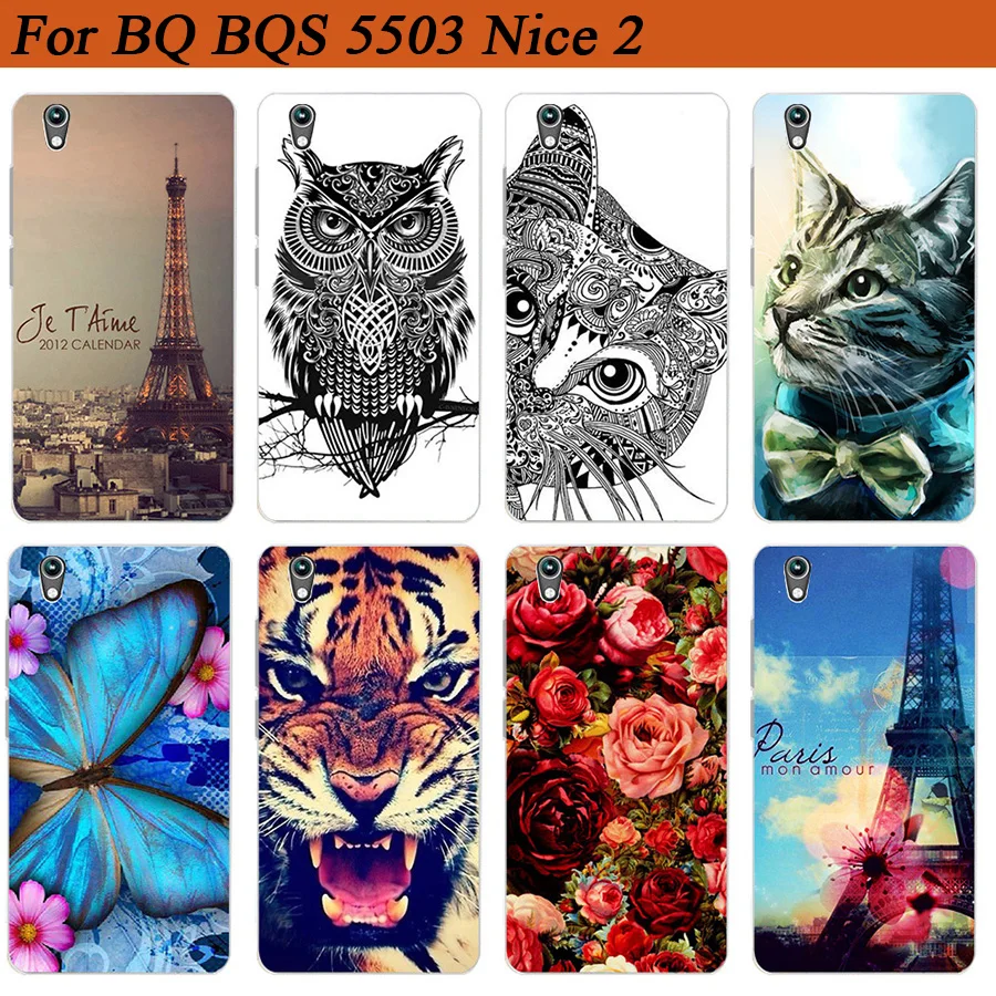 

For BQ BQS 5503 Nice 2 Case Cover 5.5 Inch Pattern Painting Colored Tiger Owl Soft Tpu Back Cover For BQ BQS-5503 Phone Sheer
