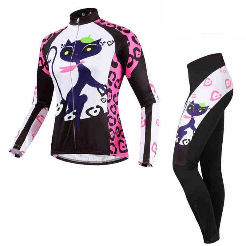 2017 Women Long Sleeve Cat Cycling Jerseys Sport Clothing MTB Bike