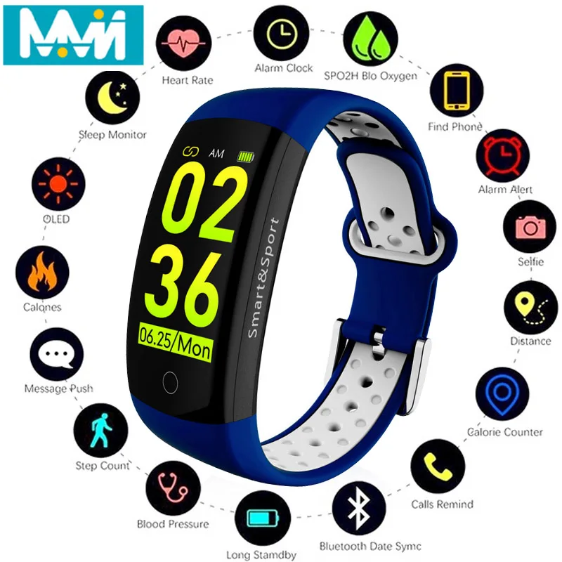 

Q6S Smart Band Heart Rate Monitor Waterproof Smart Bracelet Fitness Tracker Blood Pressure Smart Watch VS mi band 3