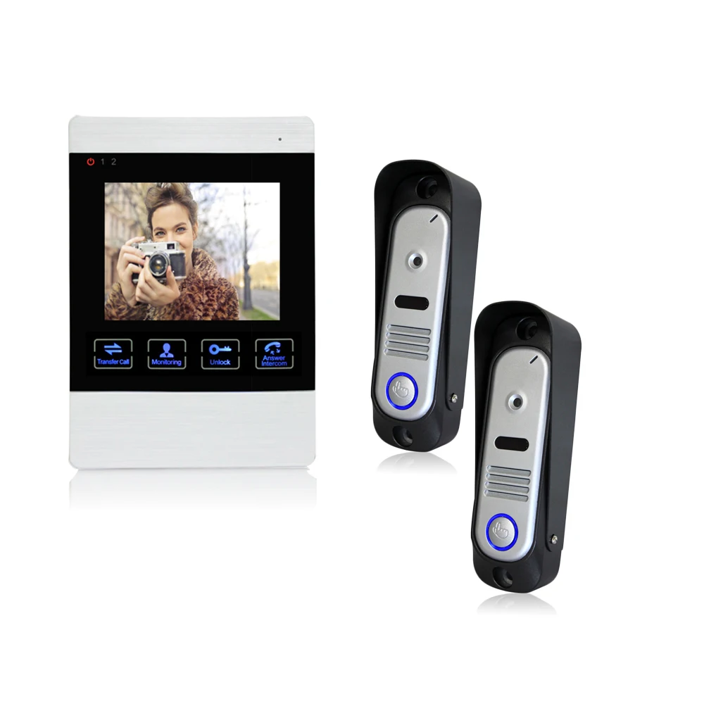 

Homefong Brand New Wired 4" TFT Video Door Phone Intercom Entry System 1 Screen 2 Camera With unock function FREE SHIPPING