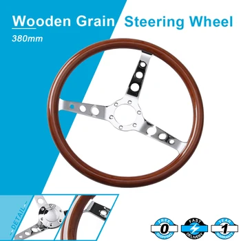 

BRAND NEW 15inch Classic Sport Wooden Grain Silver Brushed Spoke Steering Wheel