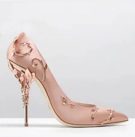 Deification/популярные женские туфли-лодочки с металлическим украшением; Ayakkabi; роскошная дизайнерская обувь с острым носком без застежки; обувь для вечеринки; свадебные туфли на высоком каблуке - Цвет: as pic