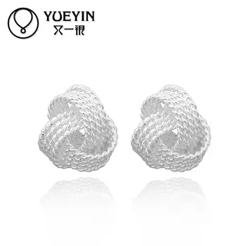 

Wholesale Retail women silver plated stud earrings wedding party jewelry auskarai Elegance oorbellen