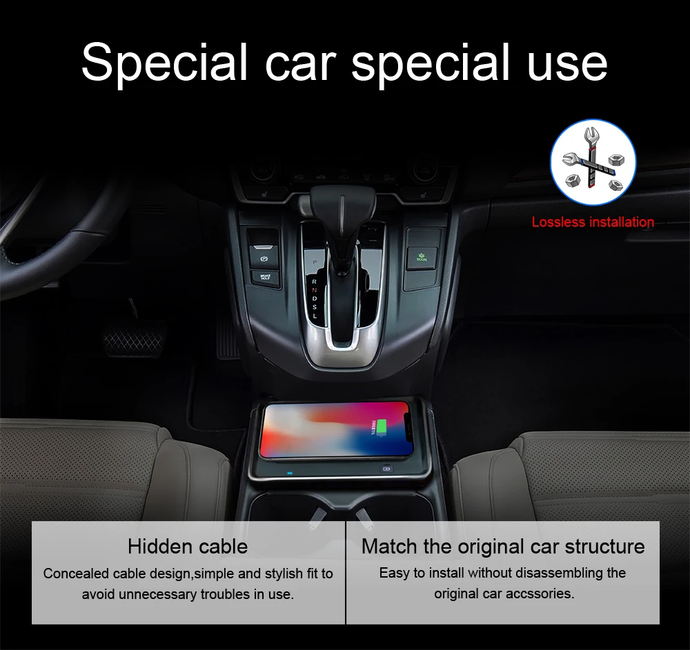Qi автомобильное беспроводное зарядное устройство для iPhone samsung S10 S9 автомобильное беспроводное зарядное устройство для Honda CR-V Быстрый держатель телефона
