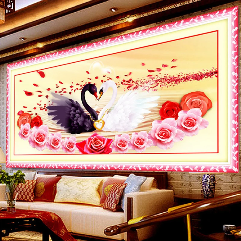 

5D DIY Diamond Painting Cross Stitch diamond Embroidery swan flowers Picture Diamond Mosaic Valentine's Day wedding decoratio