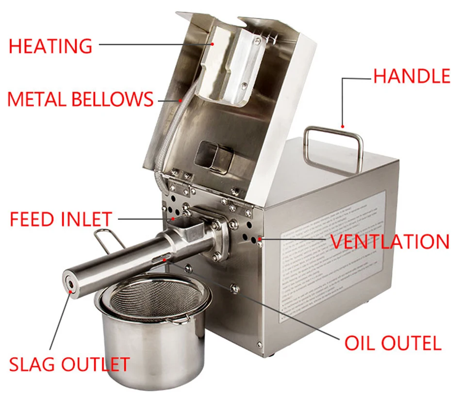 Домашний холодный и горячий маленький экстрактор для масла, кокосовый материал из нержавеющей стали Масляный Пресс высокая скорость