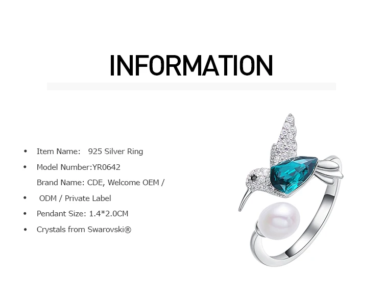 Cdyle серебро 925 ювелирные изделия женские кольца украшенные кристаллами Ringen voor vrouwen Колибри Ювелирное кольцо