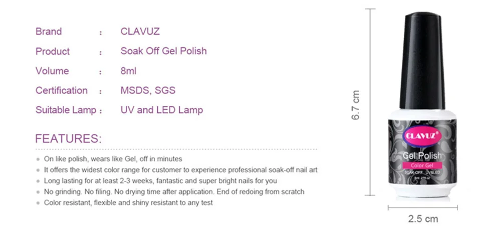 CLAVUZ Nude Platinum Led УФ-гель для ногтей стеклянная бутылка Блестящий Гель-лак для ногтей Гибридный Полупостоянный эмалевый гель для краски