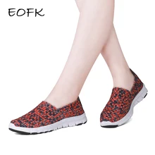 EOFK/; дышащая Женская тканая обувь; Лоферы ручной работы; эластичные Тканые нейлоновые туфли на плоской подошве без застежки; женская обувь на плоской подошве; Размеры 29-44