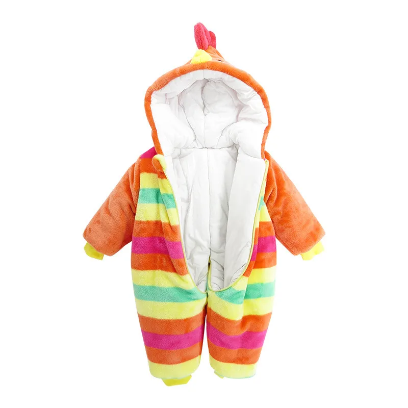 Baby Boy Clothes Baby Girl Clothes Red Long Sleeve Cute Cartoon Winter Thicker Rompers Cock Hat Jumpsuits for Newborn Wholesaler05