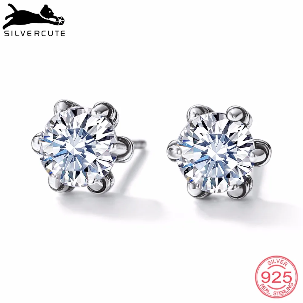 SILVERCUTE античное серебро 925 пробы прозрачный/черный кубический цирконий серьги