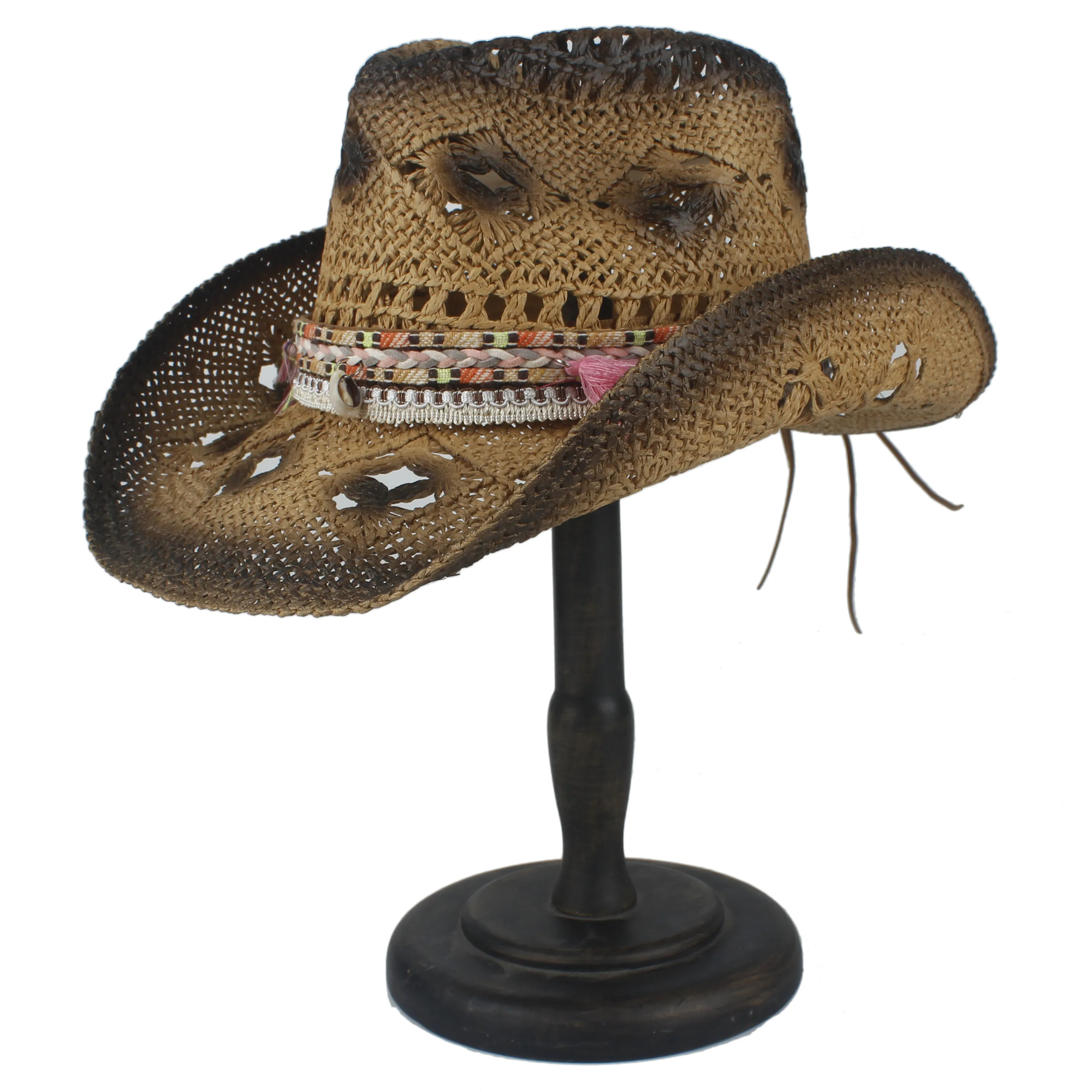 Летняя женская Соломенная открытая западная ковбойская шляпа женская кисточка ручной работы бренд Sombrero Hombre пляжная ковбойская джазовая шляпа от солнца размер 56-58 см