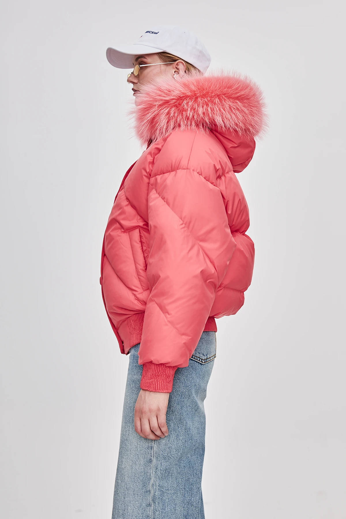 JAZZEVAR Новинка зимняя куртка модная уличная дизайнерская брендовая женская короткая куртка-пуховик на утином пуху; Красивая цветная меховая верхняя одежда для девочек; z18004 - Цвет: red 1