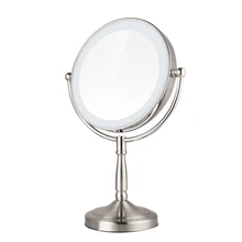2016 Hot 8 Inch 3x Magnification LED Makeup Mirror Two-Sided Tabletop360 Degree Free Rotation Cosmetic Mirror For Women- Silver