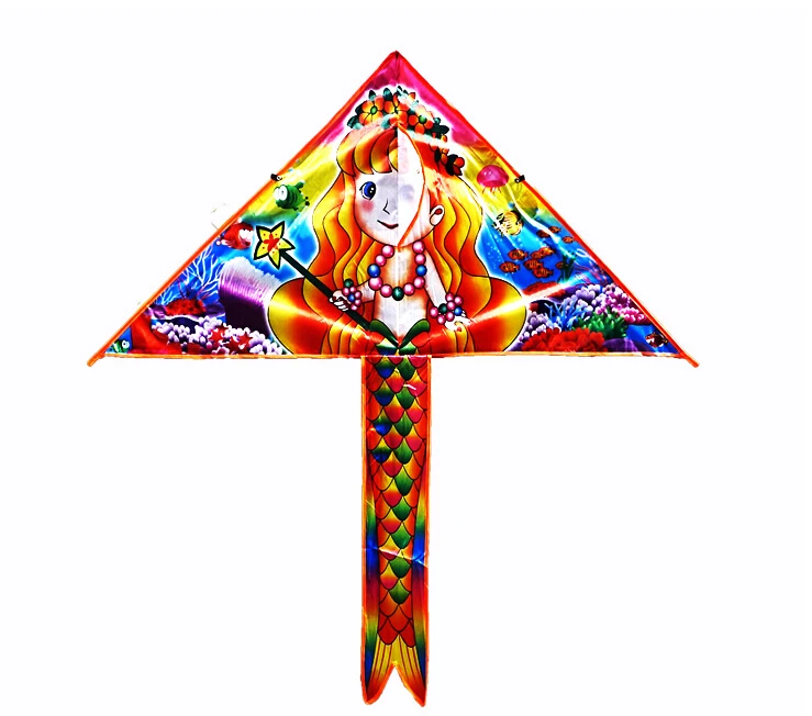 

free shipping high quality mermaid kite2pcs/lot children kite with hand line hcxkites factory kids football ripstop nylon birds