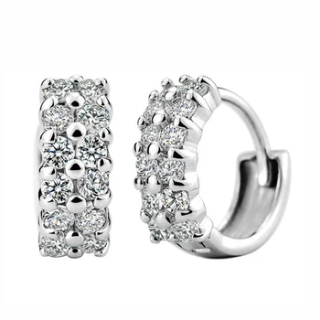 

Fanqieliu Female Valentine's Day Gift 925 Pure Silver Clasp Hoop Earrings For Woman Shining Rhinestone Jewelry Earring FQL3237