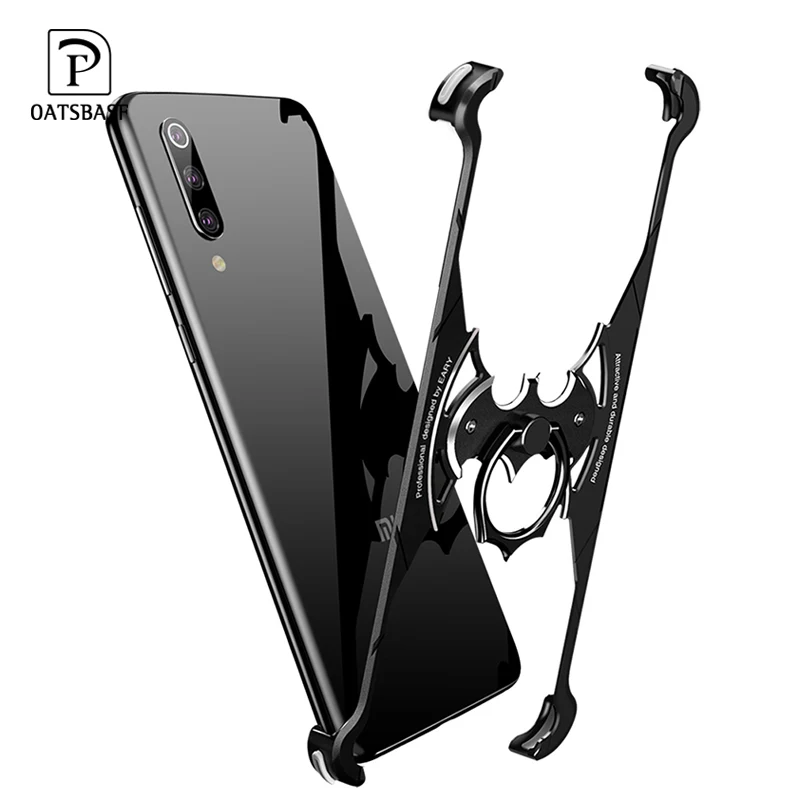 

OATSBASF Bat design Bumper luxury Metal Case for Xiaomi Mi 9 Mi 8 Case Personality Shell Metal Bumper Cover With Ring Holder