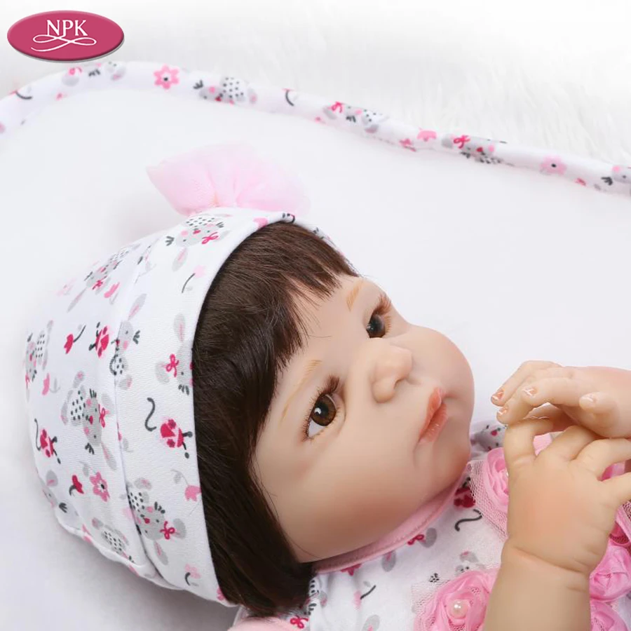 NPK Simulation 3 Month Baby Size Lifelike Reborn Baby Doll Girl Full Body SIlicone Vinyl Newborn Babies Bathe Toys Child Gifts  (8)