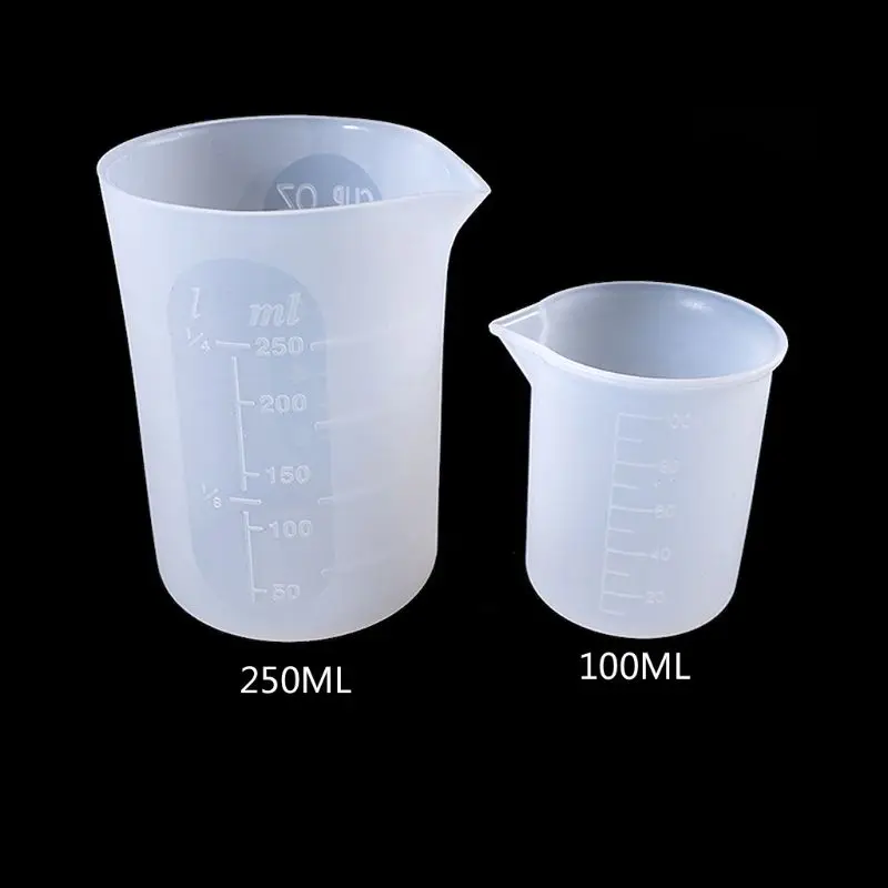 

2Pcs 100ML 250ML Flexible Silicone Measuring Cup Cook Bakers Resin Jewelry Tools