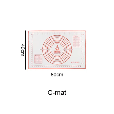 Пищевые коврики для выпечки силиконовый коврик для замеса теста коврик для помадки с шкалой высокой температуры антипригарные Нескользящие Инструменты для выпечки - Цвет: C
