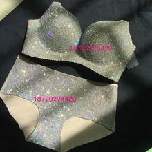 Сексуальный комплект для ночного клуба, бара, танцев на шесте, для девочек, блестящий бюстгальтер, набор для подиума, шоу на сцене, блестящие стразы, комплект нижнего белья для женщин